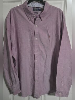 Polo Ralph Lauren Men's Pastel Red Classic Fit Cotton Button-Down Shirt XXL